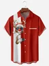 Christmas Elk Chest Pocket Short Sleeve Bowling Shirt