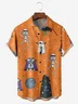 Halloween Skeleton Robot Chest Pocket Short Sleeve Holiday Shirt