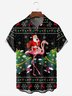 Santa Claus Flamingo Chest Pocket Short Sleeve Casual Shirt