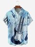 Music Guitar Chest Pocket Short Sleeve Casual Shirt