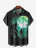 Astronaut Silhouette Chest Pocket Short Sleeve Vacation Shirt