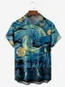 Artistic Drawing Chest Pocket Short Sleeve Hawaiian Shirt