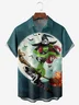 Halloween Witch Chest Pocket Short Sleeve Casual Shirt