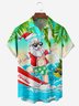 Santa Surfing Chest Pocket Short Sleeve Hawaiian Shirt