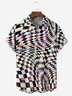 Checkerboard Geometric Chest Pocket Short Sleeve Casual Shirt