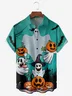 Halloween Ghost Chest Pocket Short Sleeve Casual Shirt