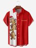 Christmas Gingerbread Man Chest Pocket Short Sleeve Bowling Shirt
