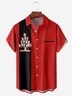 Christmas Tree Piggy Chest Pocket Short Sleeve Bowling Shirt