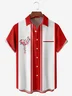 Christmas Flamingo Chest Pocket Short Sleeve Bowling Shirt