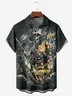 Skull Pirate Chest Pocket Short Sleeve Hawaiian Shirt