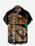 Halloween Beach Bar Chest Pocket Short Sleeve Casual Shirt