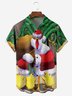 Christmas Rooster Chest Pocket Short Sleeve Shirt