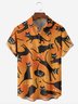 Halloween Cat Chest Pocket Short Sleeve Casual Shirt