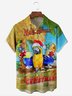 Christmas Santa Parrots Chest Pocket Short Sleeve Hawaiian Shirt