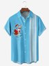 Christmas Shark Chest Pocket Short Sleeve Bowling Shirt