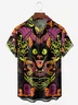 Halloween Cat Chest Pocket Short Sleeve Casual Shirt