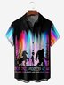 Rainbow Alien Chest Pocket Short Sleeve Hawaiian Shirt
