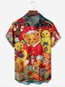 Christmas Bear Chest Pocket Short Sleeve Casual Shirt