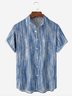 Geometric Striped Chest Pocket Short Sleeve Casual Shirt