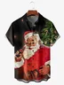 Christmas Santa Claus Chest Pocket Short Sleeve Casual Shirt