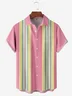 Geometric Stripe Chest Pocket Short Sleeve Casual Shirt