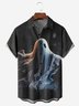Halloween Ghost Chest Pocket Short Sleeve Casual Shirt