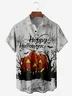 Halloween Pumpkin Chest Pocket Short Sleeve Casual Shirt