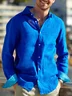 Cotton Contrast Color Long Sleeve Casual Shirt