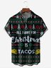Christmas Fair Isle Taco Chest Pocket Short Sleeve Casual Shirt