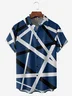 Hardaddy Geometric Lines Chest Pocket Short Sleeve Casual Shirt