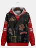 Christmas Leather Jacket Pattern Funny Casual Hoodie
