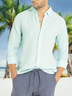 Cotton Plain Long Sleeve Casual Shirt