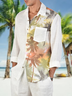 Cotton Plain Coconut Tree Chest Pocket Long Sleeves Casual Shirt