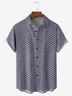 Japanese Pattern Chest Pocket Short Sleeve Casual Shirt