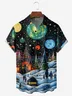 Christmas Tree Robot Chest Pocket Short Sleeve Vacation Shirt