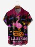 Halloween Flamingo Chest Pocket Short Sleeve Hawaiian Shirt