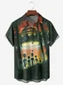 Alien Spaceship Chest Pocket Short Sleeve Casual Shirt