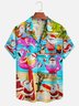 Santa Flamingo Beach Short Sleeve Aloha Shirt