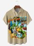 Text Lizard Beach Chest Pocket Short Sleeve Vacation Shirt