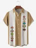 Geometric Pattern Chest Pocket Short Sleeve Bowling Shirt