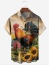 Farm Rooster Chest Pocket Short Sleeve Hawaiian Shirt