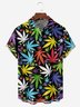 Plant Leaves Chest Pocket Short Sleeve Casual Shirt