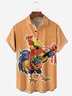 Hardaddy Rooster Guitar Chest Pocket Short Sleeve Casual Shirt