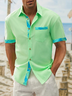 Hardaddy Green Cotton Botanical Contrast Short Sleeve Hawaiian Shirt For Men