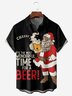 Santa Beer Chest Pocket Short Sleeve Casual Shirt