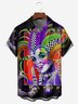 Hardaddy Mardi Gras Mask Chest Pocket Short Sleeve Casual Shirt