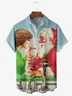 Santa Claus Retro Beauty Chest Pocket Short Sleeve Vacation Shirt