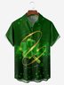 St. Patrick's Day Golden Four Leaf Clover Chest Pocket Short Sleeve Shirt