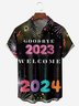 New Year Chest Pocket Short Sleeve Casual Shirt