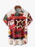 Christmas Santa Claus Chest Pocket Short Sleeve Casual Shirt